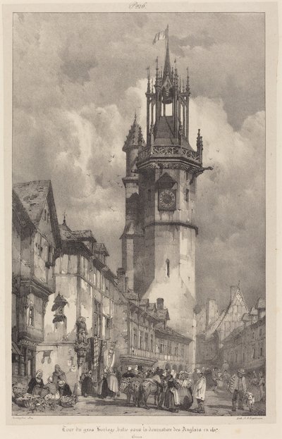 Toren van de Gros-Horloge, Évreux door Richard Parkes Bonington