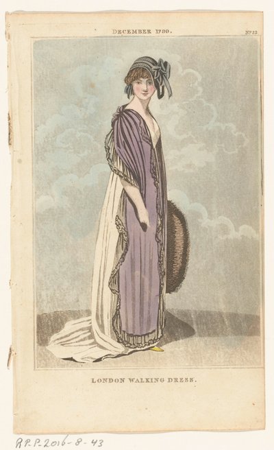 Magazine of Female Fashions of London and Paris, No.22, December 1799. London Walking Dress door Richard Phillips