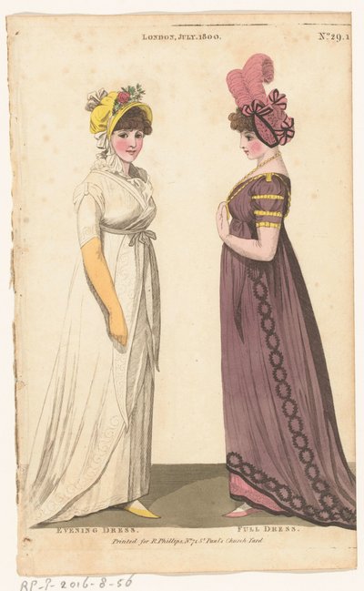 Magazine of Female Fashions of London and Paris, No. 29.1: London, July. 1800: Evening Dress; Full Dress door Richard Phillips