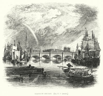 Glasgow Brug (gravure) door Richard Principal (after) Leitch