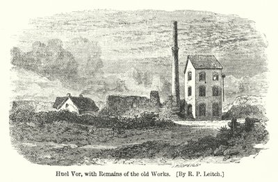 Huel Vor, met overblijfselen van de oude werken (gravure) door Richard Principal (after) Leitch