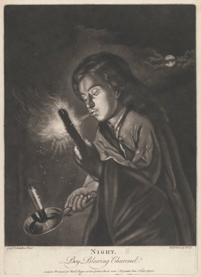 Nacht - Jongen die houtskool blaast door Richard Purcell