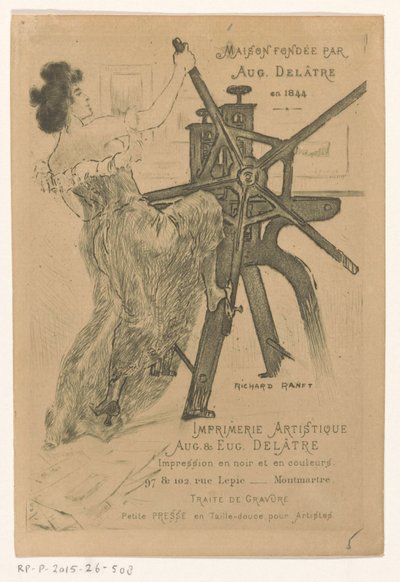 Visitekaartje van drukkers Auguste en Eugène Delâtre te Parijs door Richard Ranft