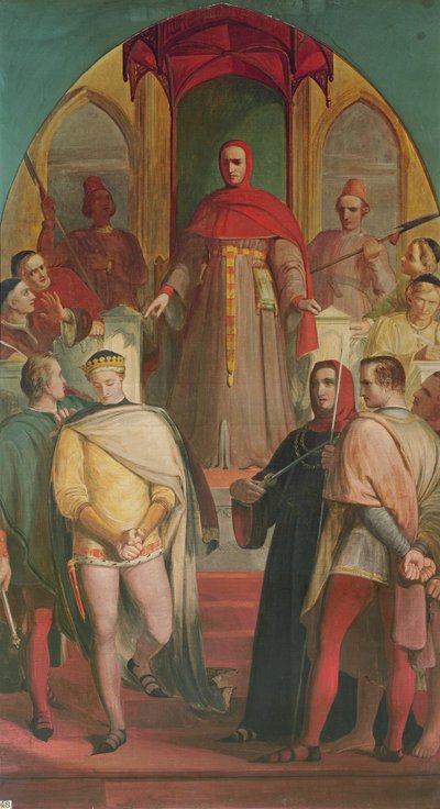 Prins Hendrik erkent de autoriteit van rechter Gascoigne door Richard Redgrave