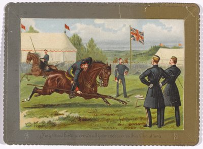 Tent Pegging Moge alle je inspanningen deze kerst bekroond worden met geluk, circa 1890 door Richard Simkin