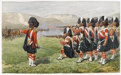 De 93e Sutherland Highlanders bij de Slag om Balaclava 25 oktober 1854: De Dunne Rode Lijn, 1854 door Richard Simkin