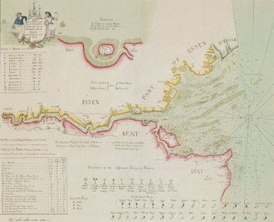 Kaart van de rivier de Theems en de monding door Richard Stanier