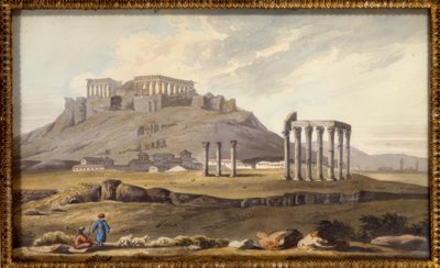 De tempel van Olympische Zeus en de Akropolis door Richard Temple