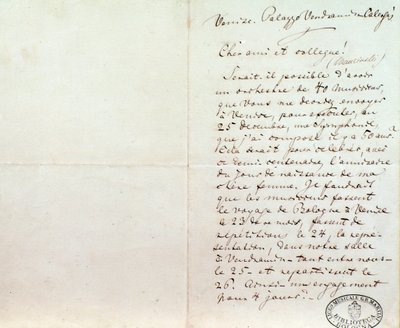 Handgeschreven brief van Richard Wagner aan Luigi Mancinelli, 10 december door Richard Wagner