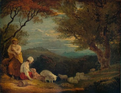 Landschap met vrouwen, schapen en hond, ca. 1811, 1938 door Richard Westall