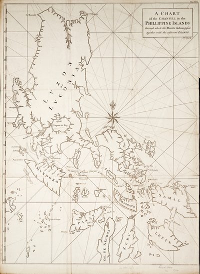 Een kaart van het kanaal in de Filippijnse eilanden waardoor de Manila Galeon passeert samen met de aangrenzende eilanden door Richard William Seale