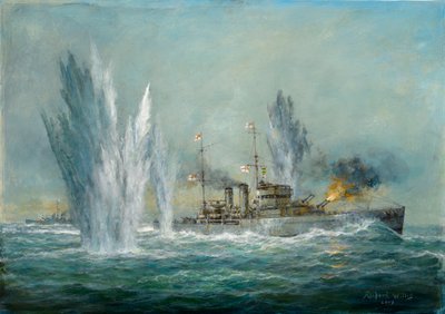 HMS Exeter in gevecht met de Graf Spree bij de Slag om de River Plate, 2009 door Richard Willis