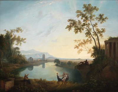 Apollo en de seizoenen Klassiek landschap, ca. 1770-1779 door Richard Wilson
