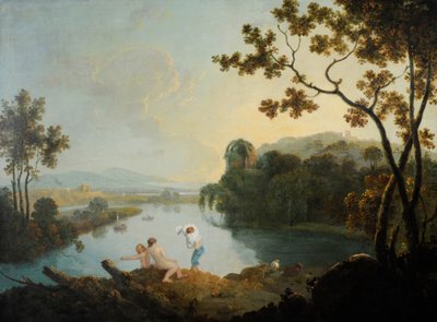 Klassiek landschap met badende jongens door Richard Wilson