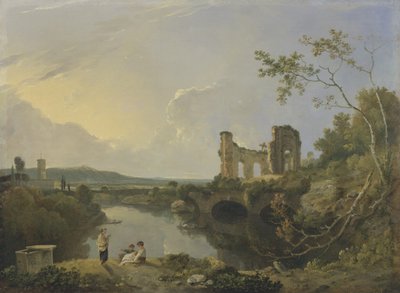 Italiaans landschap (Ochtend), c.1760-65 door Richard Wilson