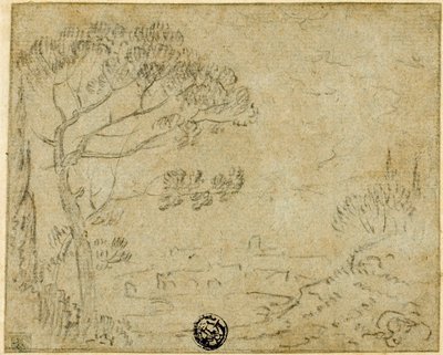Italiaans Landschap met Parasolpijnboom op de Voorgrond door Richard Wilson