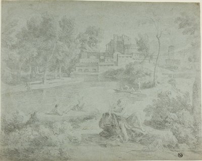 Italiaans landschap met baders door Richard Wilson