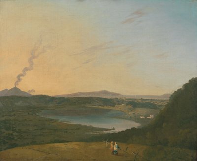 Lago d'Agnano met Vesuvius in de verte door Richard Wilson