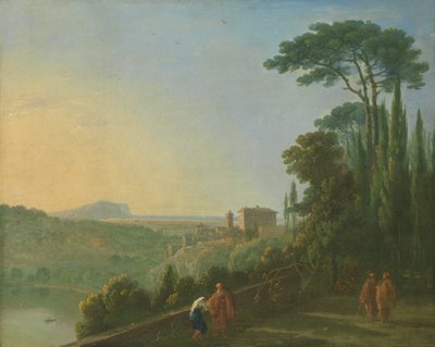 Meer Nemi en Genzano vanaf het Terras van het Kapucijnenklooster, ca. 1756-57 door Richard Wilson