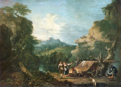 Landschap met Bandieten Rond een Tent, 1752 door Richard Wilson