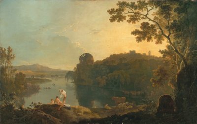 Rivierscène: baders en vee, ca. 1763-65 door Richard Wilson