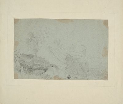 Rotsachtig landschap met staande figuur door Richard Wilson