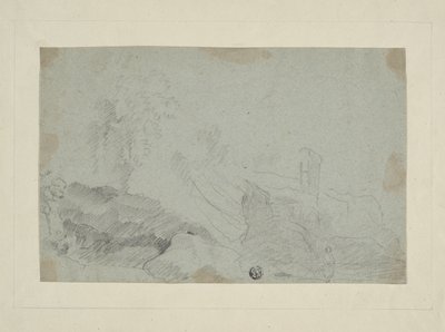 Rotsachtig landschap met staande figuur door Richard Wilson