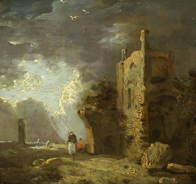 Verwoeste Toren met Figuur, c.1770-79 door Richard Wilson