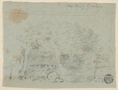 Schets van bomen bij brug (recto); Schets van gebouw (verso) door Richard Wilson