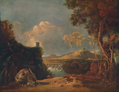 De witte monnik - IV Italiaans landschap, met witte monnik door Richard Wilson