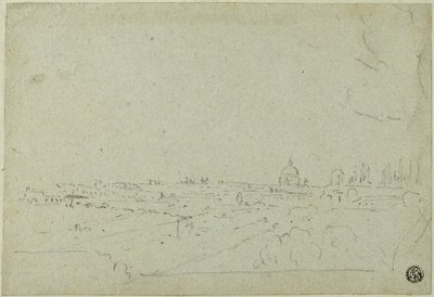 Gezicht op de Sint Pieter vanuit het Paleis van de Caesars, met daaronder het Circus Maximus door Richard Wilson