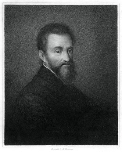 Michelangelo, Italiaanse Renaissance beeldhouwer, schilder, architect en dichter, 1833 door Richard Woodman