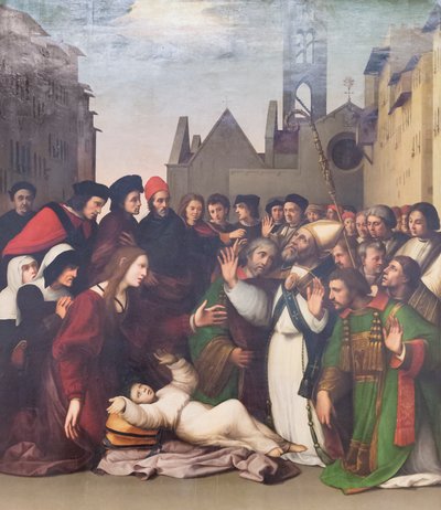 Sint Zenobius wekt een jongen uit de dood op door Ridolfo Ghirlandaio