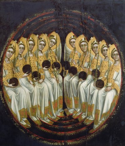 Zittende Engelen met Bollen in hun Handen, c.1348-54 door Ridolfo di Arpo Guariento