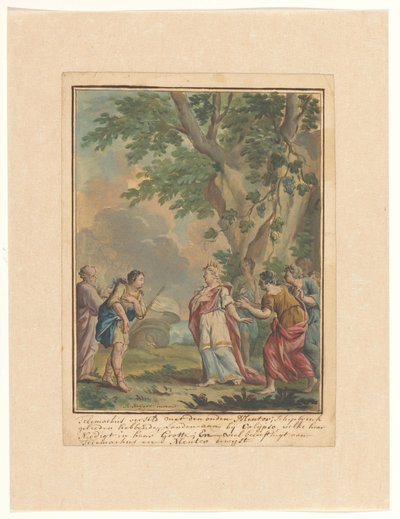Telemachus en Mentor komen aan bij de nimf Calypso (Telemachus-reeks) door Rienk Keyert
