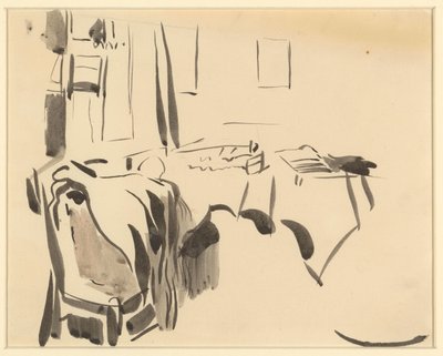 Hoek van een kamer met tafel en stoel door Rik Wouters
