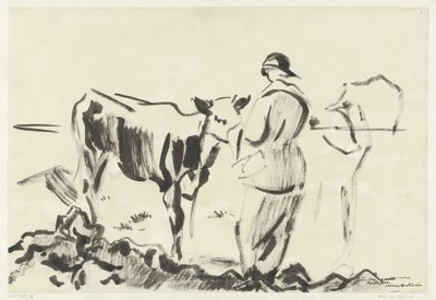 Vrouw met een kalf door Rik Wouters