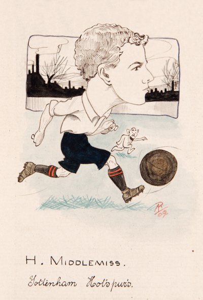 Bert Middlemiss, Tottenham Hotspur, tekening voor een set sigarettenkaarten, 1907 door Rip