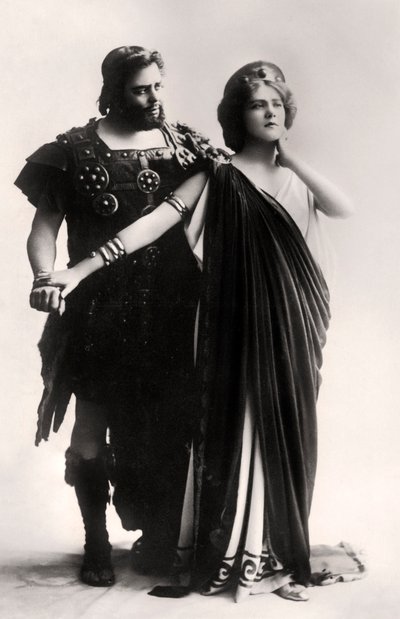 Oscar Asche en Lily Brayton in een scène uit The Virgin Goddess, begin 20e eeuw door Rita Martin