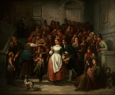 Na de loterijtrekking, 1859 door Ritter von Malheim Friedländer Friedrich
