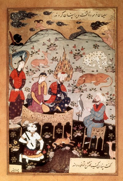 Miniatuur van Salomon en Balkis, ca. 1595 door Riza i Abbasi
