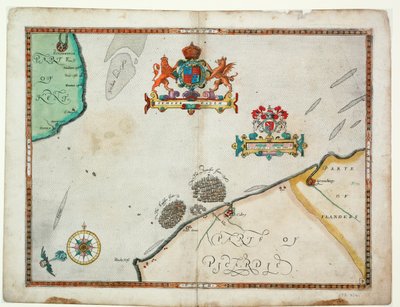 Dover naar Sandwich en Blacknerse naar Gravelines - De Spaanse Armada en de Engelse Vloot bij Calais, ca. 1590 door Robert (after) Adams