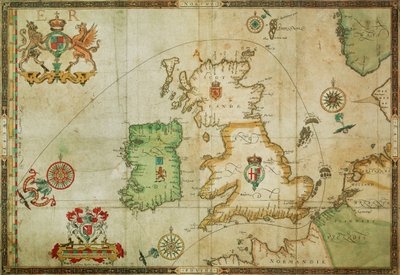 De route van de Spaanse Armada door het Engelse Kanaal, naar de Noordzee, rond Noord-Schotland en de Atlantische Oceaan om terug te keren naar Spanje door Robert (after) Adams