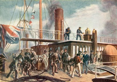 De Great Eastern herstelt de verloren Atlantische kabel door Robert (after) Dudley
