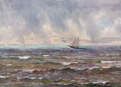 Een plotselinge windvlaag, Cardigan Bay (kleur litho) door Robert (after) Fowler