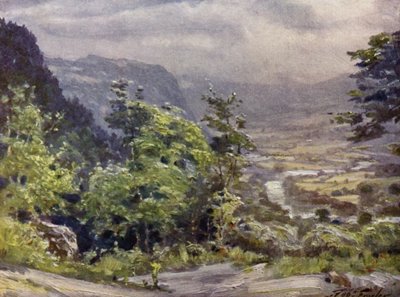 Conway Vallei (kleur litho) door Robert (after) Fowler