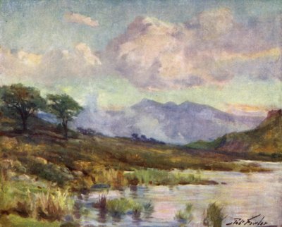 Snowdon vanaf Capel Curig Lake, zomeravond door Robert (after) Fowler