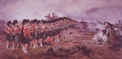 The Thin Red Line, de 93e Highlanders staan stevig voor een Russische aanval bij de slag om Balaklava in 1854 door Robert (after) Gibb