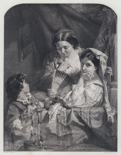 Een balkon op het Romeinse carnaval (gravure) door Robert (after) Herdman