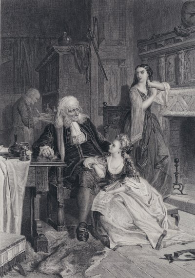 Illustratie voor De Piraat door Sir Walter Scott (gravure) door Robert (after) Herdman